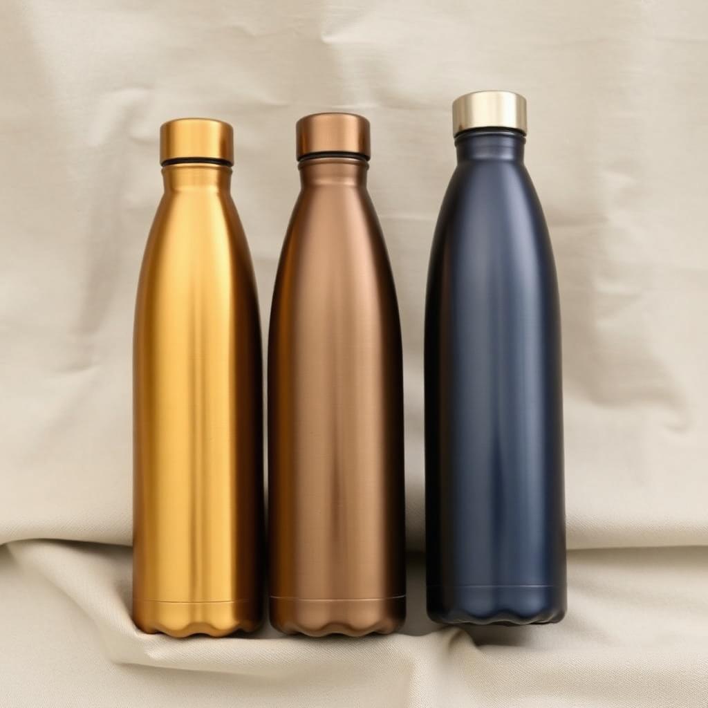 Reusable aluminum water bottles in brand colors