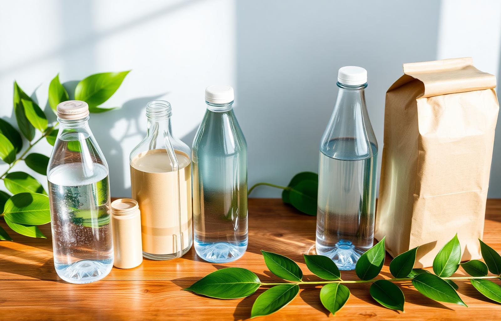 Reusable glass bottles and eco-friendly packaging for sustainable hospitality